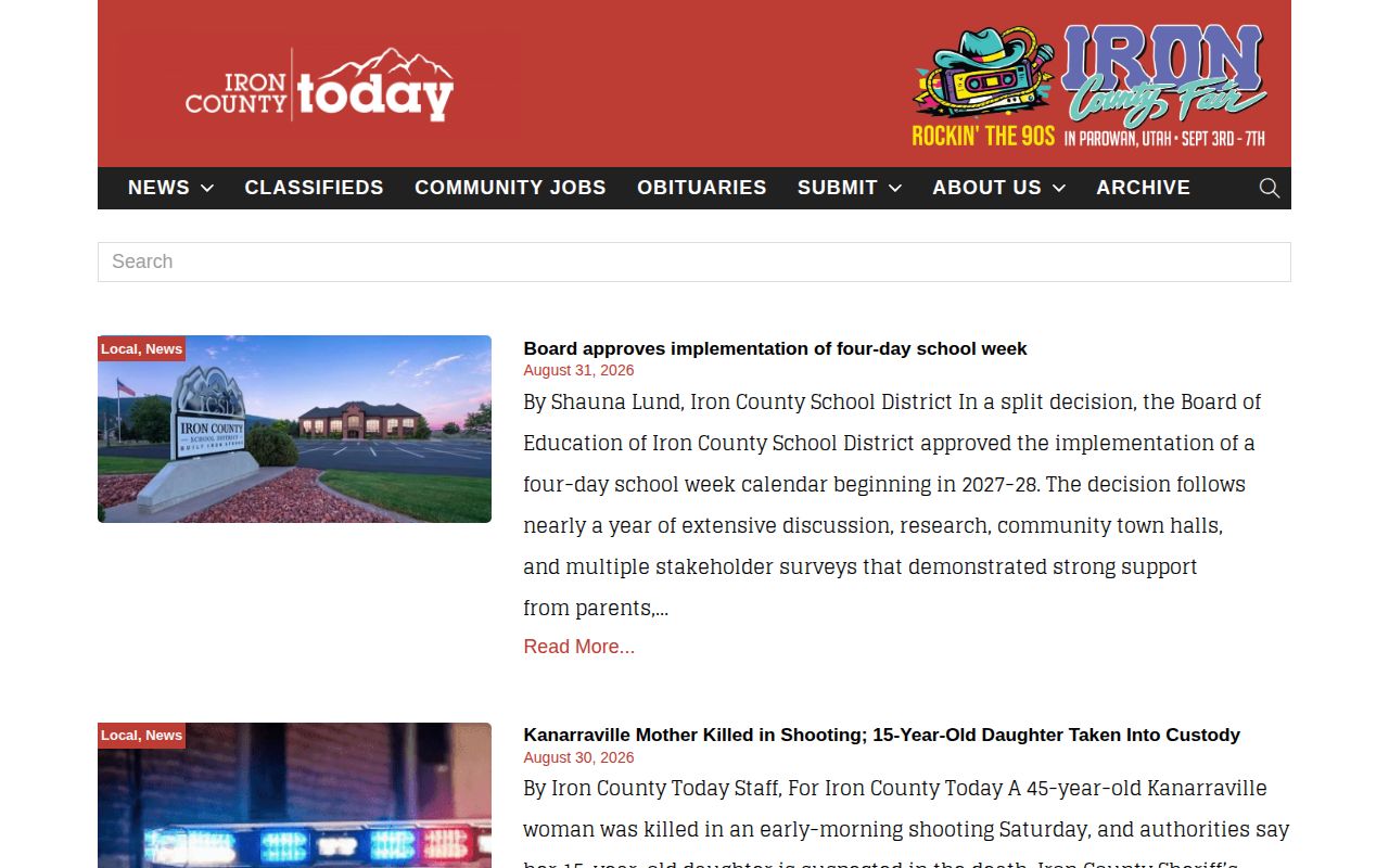Iron County crime news local record reporting page